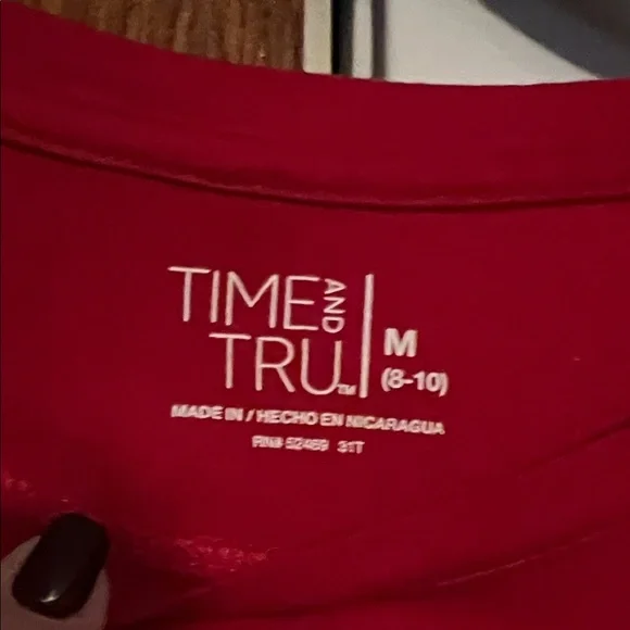 Time and Tru Women's Bold Red Long Sleeve Tee - Picture 2 of 6
